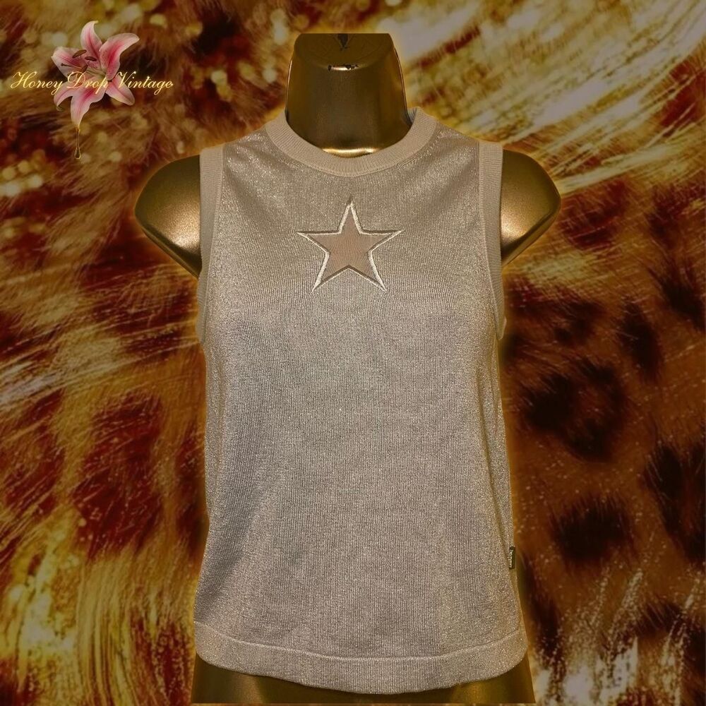 Heaven by Marc Jacobs Women's Silver Glitter Knit Tank Top